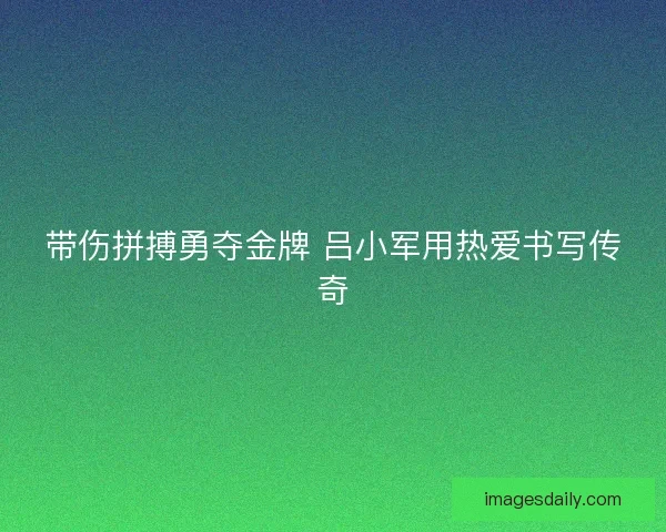 带伤拼搏勇夺金牌 吕小军用热爱书写传奇
